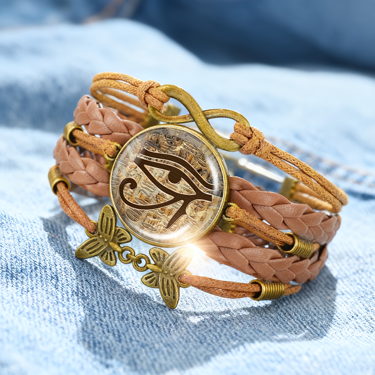 Vintage Relief Hollow Butterfly Woven Bracelet, Egyptian Design